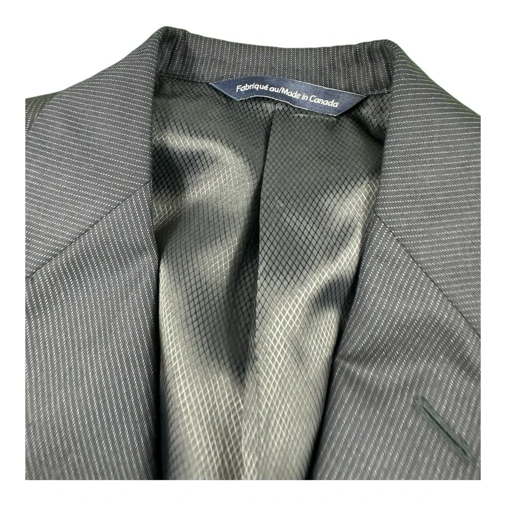Coppley Mens Navy Blue Striped Super 110s Wool Blazer Jacket 36S Canada